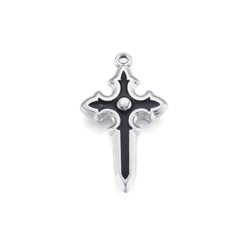 BeadsBalzar Beads & Crafts STAINLESS STEEL (SC8766P) (SC8766-X) 304 Stainless Steel Pendants, with Enamel, Cross, 33.5x20mm (2 PCS)