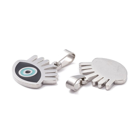 BeadsBalzar Beads & Crafts STAINLESS STEEL (SE8771P) (SE8771-X) 304 Stainless Steel Enamel Pendants, Eye, 15x15.5x1.5mm (2 PCS)