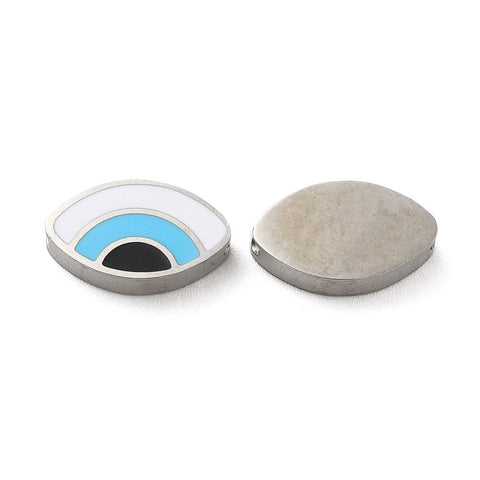 BeadsBalzar Beads & Crafts STAINLESS STEEL (SE8929-P01) (SE8920-X) Ion Plating(IP) 304 Stainless Steel Eye, White, 8x13.5mm (2 PCS)