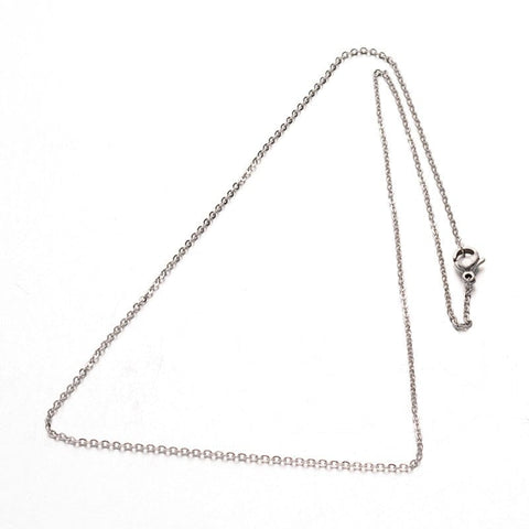 BeadsBalzar Beads & Crafts STAINLESS STEEL (SN8500-01P-3PC) (SN8500-X-3PC) 304 Stainless Steel Cable Chain Necklace (50cm)  (3 PC)