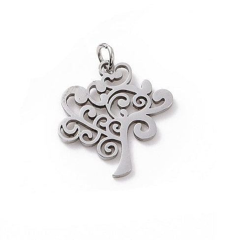 BeadsBalzar Beads & Crafts STAINLESS STEEL (ST9149-S) (ST9149-X) 304 Stainless Steel Pendants, Tree of Life, 20mm (2 PCS)