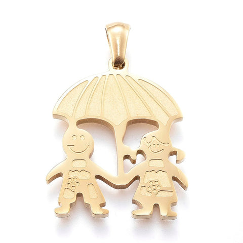 BeadsBalzar Beads & Crafts (SU8817-G) Ion Plating(IP) 304 Stainless Steel Pendant, Golden 21x25.5mm  (1 PC)
