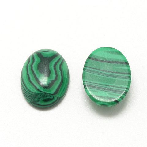 BeadsBalzar Beads & Crafts SYNTHETIC MALACHITE Synthetic & Natural Cabochons Flatbacks, Oval, Light 14mm