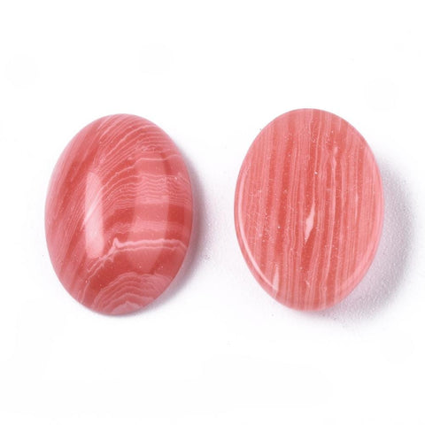 BeadsBalzar Beads & Crafts SYNTHETIC RHODOCHROSITE Synthetic & Natural Cabochons Flatbacks, Oval, Light 14mm