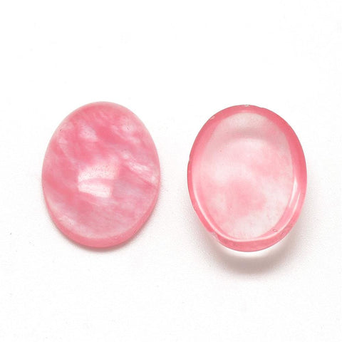 BeadsBalzar Beads & Crafts SYNTHETIC WATERMELLON STONE GLASS Synthetic & Natural Cabochons Flatbacks, Oval, Light 14mm