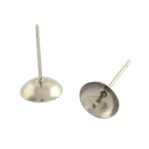 BeadsBalzar Beads & Crafts Tarnish Resistant 304 Stainless Steel Post Stud Earring Findings 5mm – for Half Drilled Beads