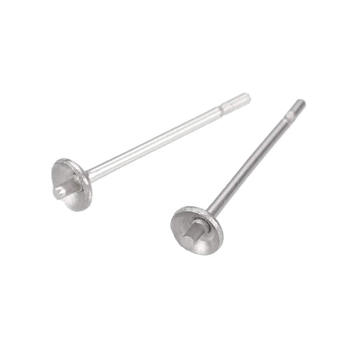 BeadsBalzar Beads & Crafts Tarnish Resistant 304 Stainless Steel Stud Earring Findings 14x3mm – for Half Drilled Beads