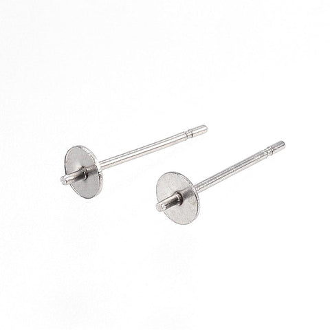 BeadsBalzar Beads & Crafts Tarnish Resistant 304 Stainless Steel Stud Earring Findings 14x4mm – for Half Drilled Beads