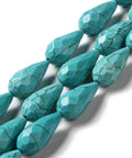 BeadsBalzar Beads & Crafts Teardrop Shaped Natural Howlite Beads, Dyed, Dark Turquoise, 25.5x11.5mm