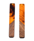 BeadsBalzar Beads & Crafts TRANSPARENT CHOCOLATE (RR8783-C02) (RR8783-X) Resin & Walnut Wood Big Pendants, Rectangle Charm, 51.5x7.5x3mm (2 PCS)