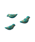 BeadsBalzar Beads & Crafts TURQUIOSE Hand Crafted Clay Bird Slider beads with Gold markings