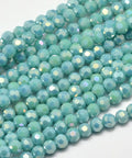 BeadsBalzar Beads & Crafts TURQUOISE (BE8038-03) (BE8038-02) Faceted Round Full Rainbow Plated Electroplate Glass Beads 4mm