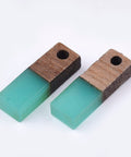 BeadsBalzar Beads & Crafts TURQUOISE (WR8782-G) (WR87872-X) Resin & Walnut Wood Pendants, Rectangle, 17x5.5x3~3.5mm (4 PCS)