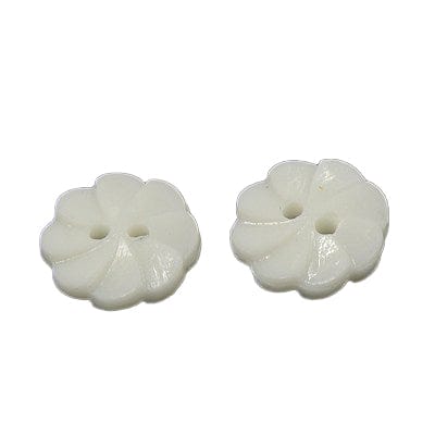 BeadsBalzar Beads & Crafts WHITE Acrylic Buttons, 2-Hole, Dyed, Flower, Size: about 13mm