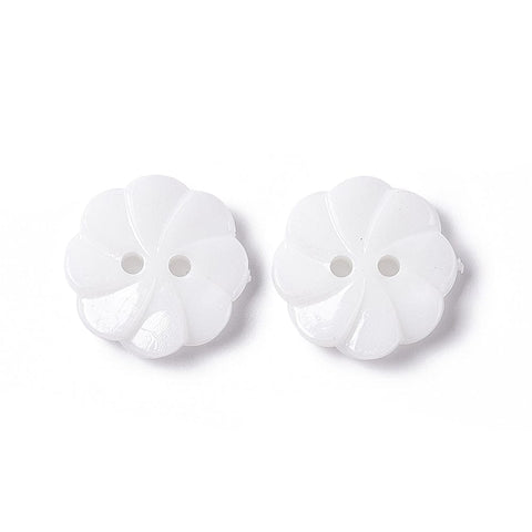 BeadsBalzar Beads & Crafts WHITE Acrylic Buttons, 2-Hole, Dyed, Flower, Size: about 18mm