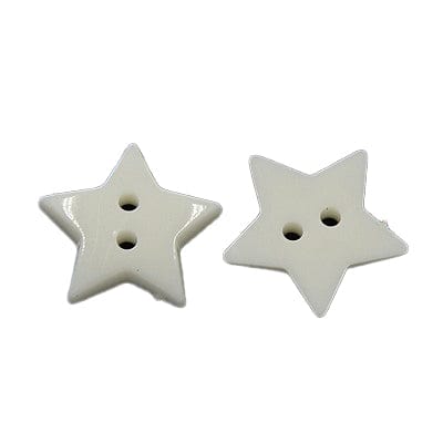 BeadsBalzar Beads & Crafts WHITE Acrylic Sewing Buttons, Plastic Buttons, 2-Hole, Dyed, Star, 19x3mm