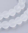BeadsBalzar Beads & Crafts White Transparent Glass Bead Strands, Frosted, Round, 8mm