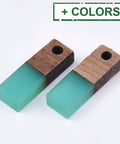 BeadsBalzar Beads & Crafts (WR87872-X) Resin & Walnut Wood Pendants, Rectangle, 17x5.5x3~3.5mm (4 PCS)