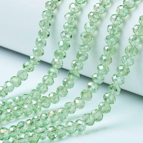 BeadsBalzar Beads & Crafts YELLOW GREEN HALF PLATED Electroplate Glass Beads Strands, Imitation Jade, Faceted Abacus, 6MM