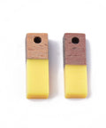 BeadsBalzar Beads & Crafts YELLOW (WR97820A) (WR87872-X) Resin & Walnut Wood Pendants, Rectangle, 17x5.5x3~3.5mm (4 PCS)