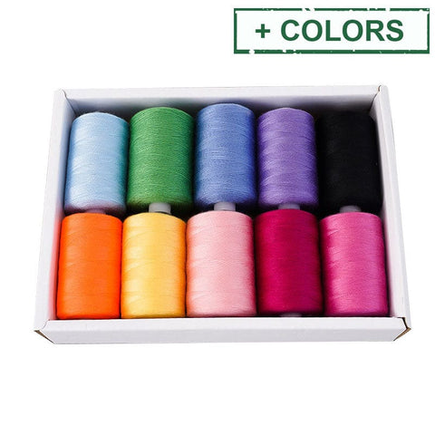 BeadsBalzar Craft Store 10 Colors Polyester Sewing Thread, Mixed Color