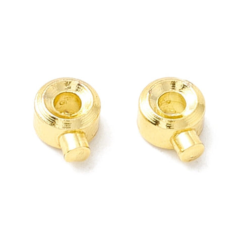 BeadsBalzar Craft Store 18K GOLD PLATED Brass Press Crimp Beads, Long-Lasting Plated, Column
