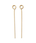 BeadsBalzar Craft Store 26x0.6mm hole 1.8mm 304 Stainless Steel Eye Pins, Ion Plated, Real 18K Gold Plated