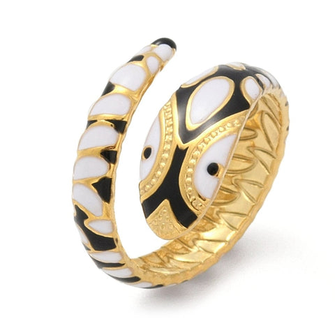 BeadsBalzar Craft Store 304 Stainless Steel Adjustable Cuff Rings, with Enamel