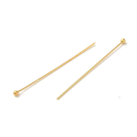 BeadsBalzar Craft Store 304 Stainless Steel Ball Head Pins, Real 18K Gold Plated 40mm