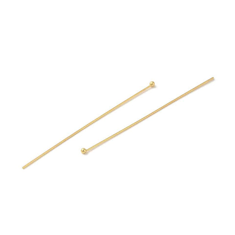 BeadsBalzar Craft Store 304 Stainless Steel Ball Head Pins, Real 18K Gold Plated 70mm