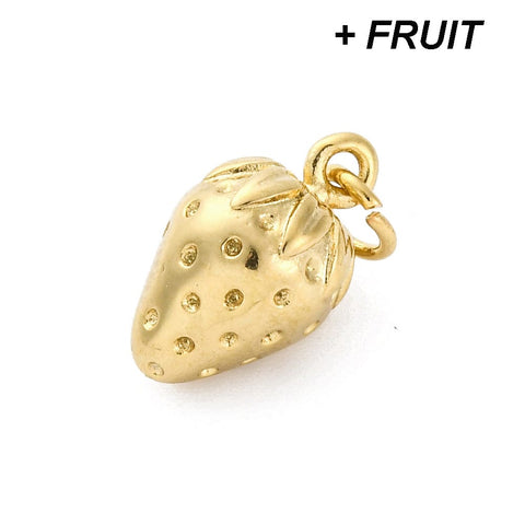 BeadsBalzar Craft Store 304 Stainless Steel Charms, with Jump Ring, Fruits Charm, Real 18K Gold Plated