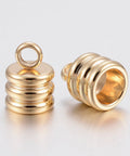 BeadsBalzar Craft Store 304 Stainless Steel Cord Ends, End Caps, Column, Golden 9x7mm hole 5mm