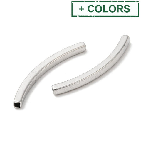 BeadsBalzar Craft Store 304 Stainless Steel Curved Tube Beads – 5x40x3mm, Hole 2x2mm, Jewelry Making Supplies