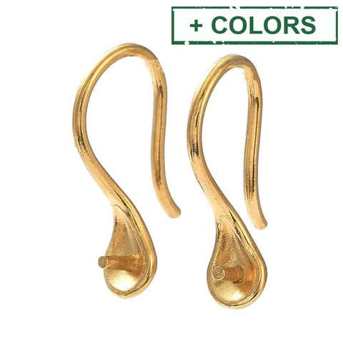 BeadsBalzar Craft Store 304 Stainless Steel Earring Hooks, for Half Drilled Beads 17mm