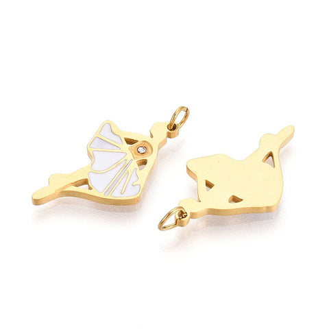 BeadsBalzar Craft Store 304 Stainless Steel Enamel Ballet Dancer Pendants – 18K Real Gold Plated – With Rhinestone – Ion Plated