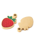 BeadsBalzar Craft Store 304 Stainless Steel Enamel Charms, Ion Plated Golden, Strawberry