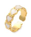 BeadsBalzar Craft Store 304 Stainless Steel Enamel Cuff Rings, Heart, Real 18K Gold Plated
