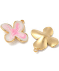 BeadsBalzar Craft Store 304 Stainless Steel Enamel Pendants, Flower Charms, Ion Plated 20x17mm