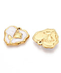 BeadsBalzar Craft Store 304 Stainless Steel Heart with Flower Enamel Pendants – Real 18K Gold Plated | Ion Plated Charms