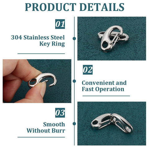 BeadsBalzar Craft Store 304 Stainless Steel Key Ring Connection Clasps – Belt Clip for Keys, 26×12.5mm