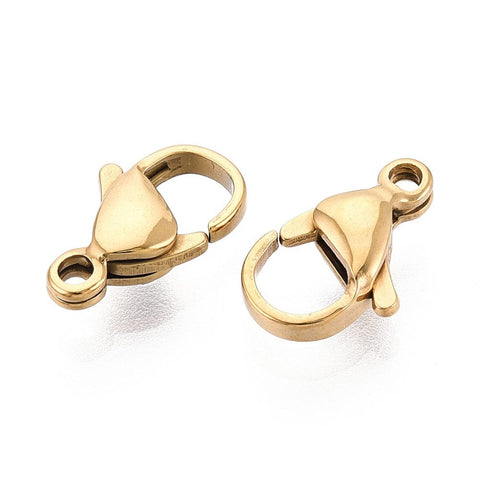 BeadsBalzar Craft Store 304 Stainless Steel Lobster Claw Clasps – Real 18K Gold Plated, Ion Plated Jewelry Findings