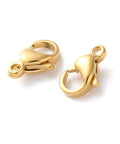 BeadsBalzar Craft Store 304 Stainless Steel Lobster Claw Clasps – Real 18K Gold Plated | Jewelry Findings