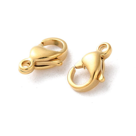 BeadsBalzar Craft Store 304 Stainless Steel Lobster Claw Clasps – Real 18K Gold Plated | Jewelry Findings