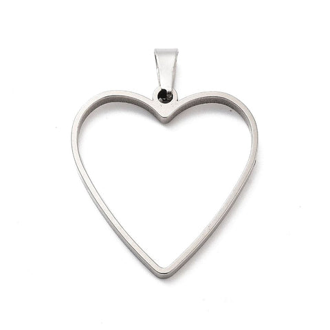 BeadsBalzar Craft Store 304 Stainless Steel Open Back Bezel Pendants, For DIY UV Resin, Epoxy Resin, 31x33mm