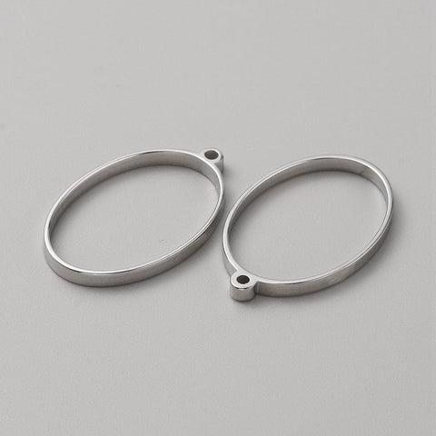 BeadsBalzar Craft Store 304 Stainless Steel Open Back Bezel Pendants, For DIY UV Resin, Epoxy Resin, Pressed Flower Jewelry