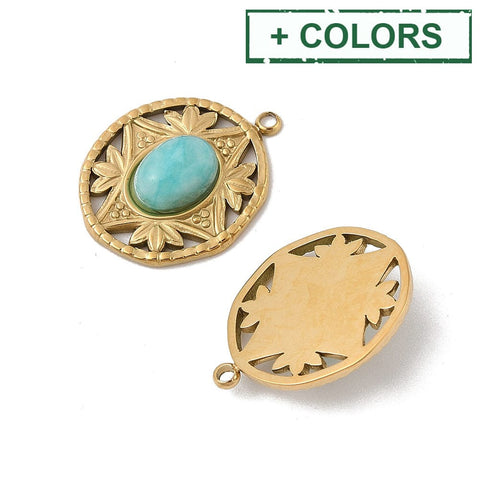 BeadsBalzar Craft Store 304 Stainless Steel Pendants – Oval Charms – Real 18K Gold Plated – 16x20mm