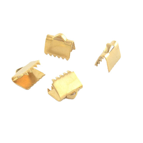BeadsBalzar Craft Store 304 Stainless Steel Ribbon Ends, Golden – 8x8.5x5mm, Hole: 1.5mm