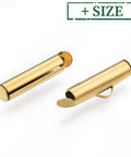 BeadsBalzar Craft Store 304 Stainless Steel Slide On End Clasp Tubes, Slider End Caps, Ion Plated Golden