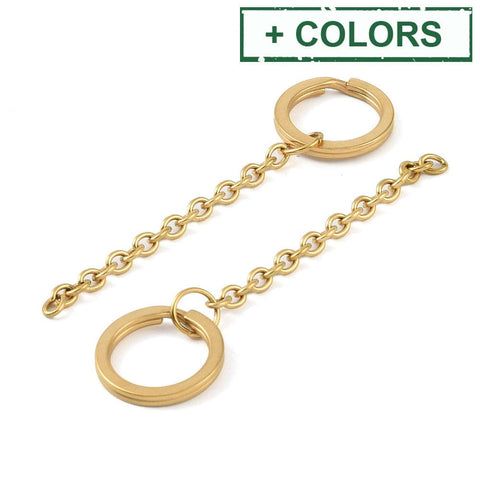 BeadsBalzar Craft Store 304 Stainless Steel Split Key Ring Clasps with Cable Chain – 74.5mm | DIY Keychain Making