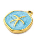 BeadsBalzar Craft Store 304 Stainless Steel Starfish Enamel Pendant – Flat Round, Real 18K Gold Plated, 16.5x14.5mm | Ion Plated Ocean Charm